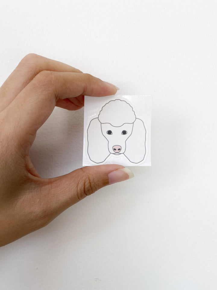 White Poodle Waterproof Sticker